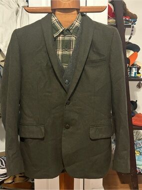 Men's Steven Alan Olive Green Wool Blazer Claiborne tweed vest JCREW flannel pkg